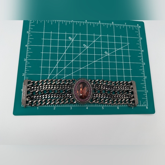 Givenchy Swarovski Crystal Multi Chain Gun Metal Bracelet - Picture 5 of 12